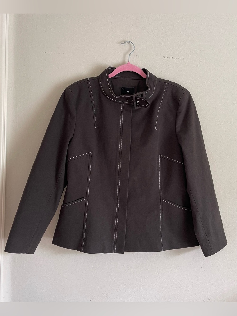 DD Collection Dark Brown Utility Jacket with Contrast Stitching